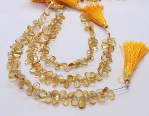 Natural Yellow Citrine Smooth Pear Shape Briolette 5x7-6x8MM Citrine Gemstone Beads 8 Inch Strand Premium Quality Citrine Beads - Product Image 2