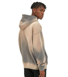 Sweat-shirt à capuche surdimensionné personnalisé 400 g/m² en polyester 100 % brodé, effet délavé, style vintage, pour homme - Product Image 2