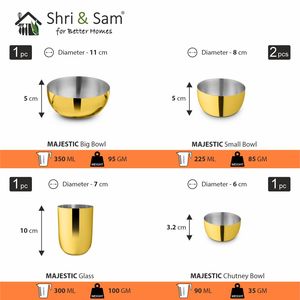 Service de vaisselle en acier inoxydable 15 pièces Majestic avec revêtement PVD doré - Product Image 4