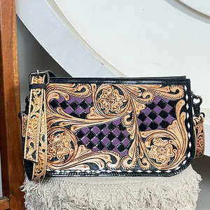 Sacs à bandoulière pour femmes en cuir gaufré à carreaux, grande capacité, style western, sacs à main bandoulière personnalisés, vente chaude - Product Image 4