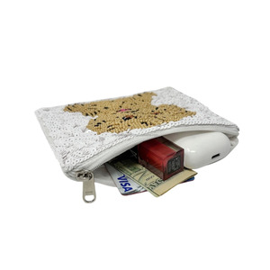Pochette perlée Goldendoodle, pochette pour chien, sequins blancs, mignonne, pour amoureux des animaux, faite à la main, créative, sac de rangement à fermeture éclair, unisexe, cadeaux écologiques - Product Image 2