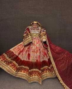 Traditional <b>Dress</b> <b>Gold</b> Embroidery Women Wedding Ethnic Wear Floor Length Indian Pakistani Style Afghan <b>Dresses</b> - Product Image 4