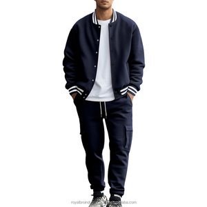 Nouveau design 2025 Jogging costume taille américaine logo personnalisé décontracté loisirs Streetwear Sportswear Baseball veste ensemble hommes survêtements - Product Image 4