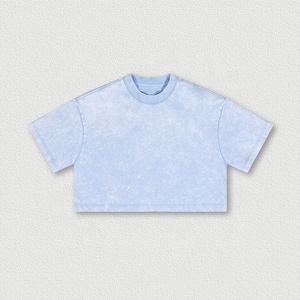 T-shirt court délavé pour femme, style vintage, manches courtes, en coton, coupe oversize, streetwear, décontracté, tendance - Product Image 4