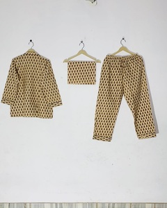 Ensemble de pyjama léger en coton pour l'été, imprimé à la main, pour femmes, prix de gros - Product Image 5