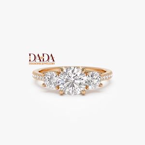 Bague de fiançailles à taille ronde pour femme, bague de mariage solitaire en diamant, bague de mariée classique à six griffes, élégante pour un anniversaire - Product Image 4