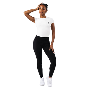 Camiseta de Manga Corta de Doble Capa para Mujer, con Encaje Blanco, Suave y Elástica, para Gimnasio, Yoga, Entrenamiento - Product Image 3