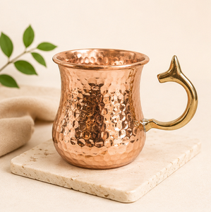 Pure Copper Hammered Moscow Mule Mug with Unique Whale Tail Brass Handle Premium Cocktail <b>Cup</b> for <b>Cold</b> Beverages & Barware - Product Image 1