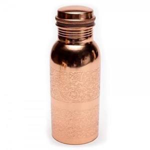 Botella de agua de cobre puro, hecha a mano, semidestallada, artesanal, ayurvédica, a prueba de fugas, sin uniones, para yoga, gimnasio y oficina. - Product Image 2