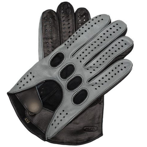 Guantes de Conducción Retro de Cuero Gris sin Dedos con Orificios en los Nudillos |   Guantes de Motocicleta Antideslizantes, Ligeros y Transpirables |   Para Hombre - Product Image 2