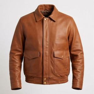 Chaqueta de cuero para hombre NAI-0456A, estilo bomber, para motociclista, ropa exterior protectora para montar en motocicleta, de color personalizado. - Product Image 1