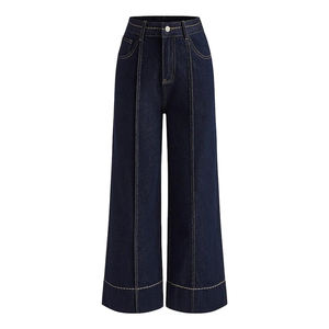 Jeans en denim pour femmes avec broderie personnalisée, vente en gros, jeans amples et décontractés pour femmes, sur mesure - Product Image 4