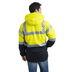 เสื้อกั๊กนิรภัยสะท้อนแสงสีเหลืองและสีดำแบบกันน้ำสำหรับงานก่อสร้าง - Product Image 5
