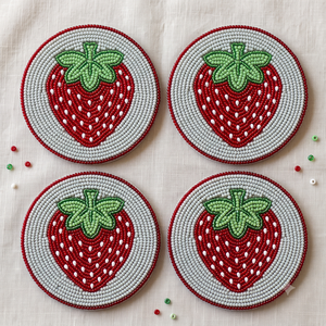 Handmade Seed Bead Coaster Set For Dining Room Table Decoration Colorful Beaded Embroidery Coaster Set For <b>Kitchen</b> Table Decor - Product Image 1