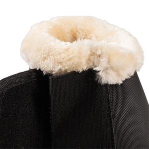 Protège-jambes de sport pour chevaux en polaire noire personnalisables, couleur unie, avec fermeture auto-agrippante - Product Image 4