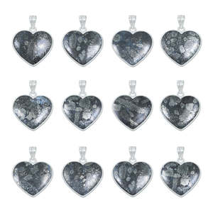 High Quality Marcasite <b>Heart</b> Pendants Silver-Plated Handmade Antique Silver Gray Wholesale Healing Gemstone Pendants - Product Image 1