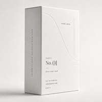 Boîte d'emballage de parfum blanche minimaliste personnalisée 50 ml Eau de Parfum, carton pliable avec motif gaufré