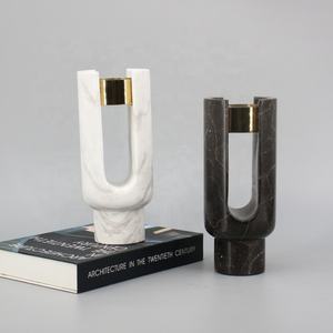 Organic Marble Candle Holder With Metal Candle or <b>Tealight</b> Holder Latest Design Decorative Metal with Marble Candle Holder - Product Image 3
