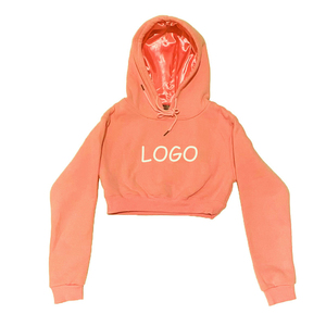 Hoodies décontractés courts sur mesure pour femmes, collection hiver 2026, 100 % coton molletonné, écologiques, respirants, coupe-vent, avec logo frontal - Product Image 1