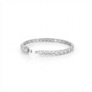 Bracelet tennis en or massif 10K 14K 18K avec diamants ronds brillants sertis en canal, bijoux de mariage certifiés IGI, couleur DEF, clarté VVS-VVS - Product Image 4