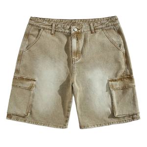 Streetwear personnalisé pour hommes Short en maille cargo Denim à fermeture éclair de qualité délavé 100% coton Motif solide Écologique Décontracté - Product Image 2