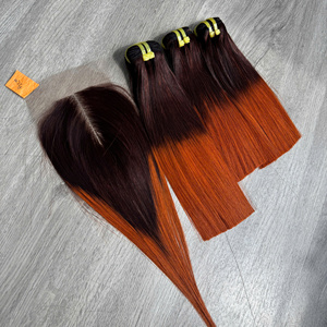 Extensiones de cabello humano vietnamita 100% de alta calidad de lujo, el mejor precio al por mayor, peluca de pelo de tendencia de Color naranja Ombtr - Product Image 4