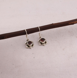 Wholesale 925 Sterling Silver Natural Red Garnet Dangle <b>Earrings</b> Vintage Handcrafted Boho Beaded Frame Drop <b>Earrings</b> <b>Fine</b> - Product Image 6
