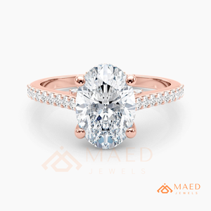 14K Rose Gold Oval Cut Moissanite Engagement Ring Pave Wedding Band Luxury Bridal Jewelry Gift Her USA - Product Image 5