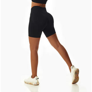 OEM ODM High Quality Non-See Women's Yoga Shorts Sweat Wicking <b>Scrunch</b> <b>Butt</b> Spandex Seamless Solid Pattern Elastic Waist SMART - Product Image 6