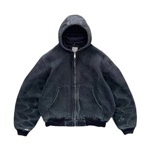 2025 personalizado de los hombres de gran tamaño de peso pesado Denim Sudadera con capucha Zip Pullover Estilo vintage Sun Faded desgastado ácido lavado básico Sudadera con capucha - Product Image 2