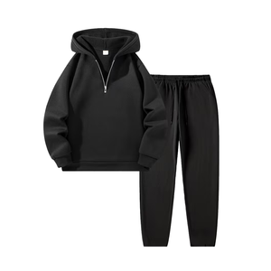 Ensemble de survêtement pour homme tendance en hiver, respirant, 100% coton polaire, manches longues, couleur unie, vêtements décontractés de haute qualité - Product Image 1