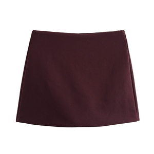 Shorts Falda Elásticos de Cintura Alta para Mujer, Estilo Minimalista, Color Sólido, Corte Regular, Estilo Casual, Disponibles en Varios Colores - Product Image 4