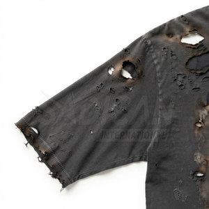 Camiseta Premium 100% Algodón Oversize con Efecto Desgastado y Lavado Vintage para Hombre, Manga Corta, Estilo Casual Urbano - Product Image 4