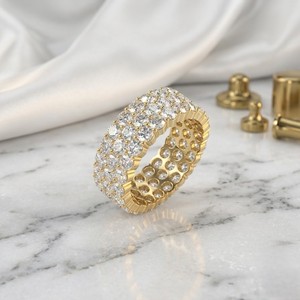 Anillo de Eternidad Certificado de Estilo Vintage con Tres Hileras de Diamantes Cultivados en Laboratorio de Corte Redondo de 4.70CTW - Product Image 3