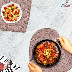 Heart Shape Nonwoven Felt Table Mat Modern Design Non Slip <b>Pink</b> Decorative Pad - Product Image 3