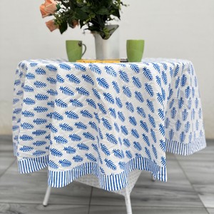 100% Cotton <b>Table</b> Cover Real Hand Block Printed Floral Luxury Style <b>Tablecloth</b> <b>for</b> Celebrations and Party Events - Product Image 1