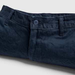 Shorts Bermuda Oxford pour Homme Bleu Marine Taille Mi-Haute Fermeture Boutonnée Décontracté Couleur Unie Tissu Coton Respirant Poches - Product Image 4