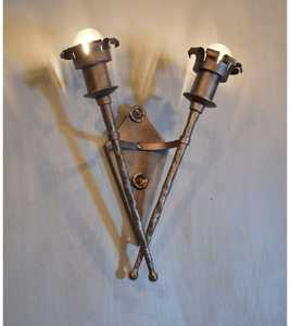 โคมไฟติดผนังเหล็กทำมือพร้อมที่วางเทียนคู่สำหรับตกแต่งบ้าน - Product Image 3