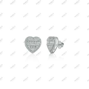 Boucles d'oreilles en argent 925 plaqué rhodium entièrement serties de diamants Moissanite pour fiançailles, mariage, fête et cadeau - Tous âges - Product Image 3
