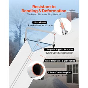 Rastrello da Neve Leggero con Lama in Alluminio da 18,5 Pollici e Ruote Raschiatrici Regolabili da 5,2-30 Piedi, Strumento Efficiente per la Rimozione della Neve - Product Image 3