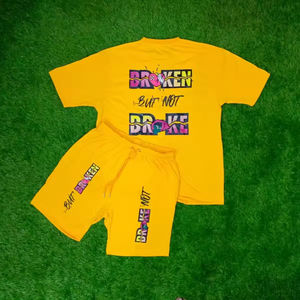 Ensemble T-shirt et short pour homme, style streetwear, brodé, respirant, séchage rapide, prix de gros, fabricant pakistanais, été - Product Image 6