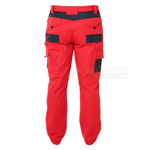 Red <b>Work</b> Pants With Black Reinforced Knees And Pockets Abrasion Resistant <b>Cargo</b> Design For Outdoor Use - Product Image 6
