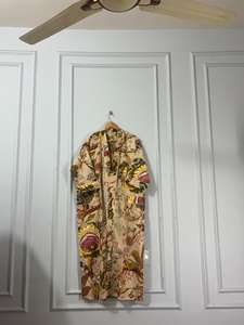 Robe Kimono en Coton Imprimé au Bloc, Col en V, Séchage Rapide, Manches Longues, Longueur Intégrale, Légère, Printemps/Été, pour Demoiselle d'honneur - Product Image 2