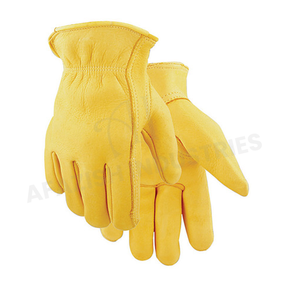 Guantes de Seguridad HOLY SIGNS INTERNATIONAL HSI-WG-0018, Amarillos, de Cuero Dividido, Resistentes, con Doble Palma, Transpirables y Cómodos, Venta al Por Mayor - Product Image 3