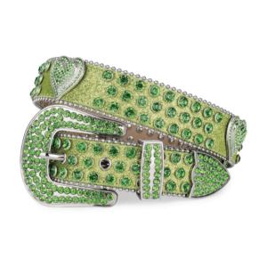 Ceinture en cuir de vache rouge occidentale avec boucle en strass argenté, style décontracté - Product Image 6
