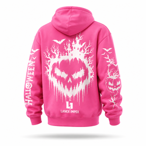 Custom Halloween Streetwear Full <b>Zip</b> Hoodie Heavyweight <b>Hooded</b> Jacket with Vintage Skull Ghost Pumpkin Graphic Design for Women - Product Image 3