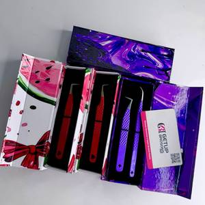 Pince à épiler GETUP BROSONS IMPEX en acier inoxydable rouge et violet, logo personnalisé, pointe lisse, anti-magnétique, prise en main parfaite, précision 10 mm - Product Image 3