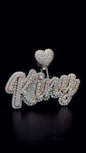 Rappeur bijoux hommes 925 argent Sterling Moissanite diamant pendentif or Rose deux tons coeur fermoir nom personnalisé lettre pendentif - Product Image 3