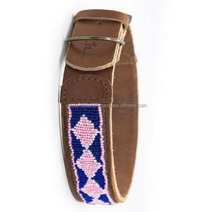 Collier de chien rembourré en cuir de vache avec travail de perles et conception usinée à la main taille personnalisée disponible collier pour chien à bas prix - Product Image 1