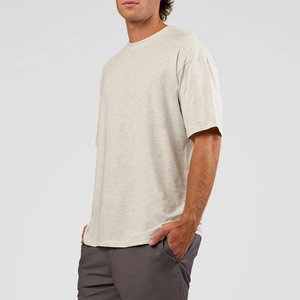 T-shirt Homme Nouveau Modèle Vintage Délavé à l'Acide, Coupe Oversize Épaules Tombantes, Col Montant Tricoté, Manches Courtes, Coupe Boxy, OEM Disponible - Product Image 2